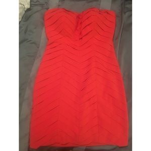 Red/Orange Strapless Dress